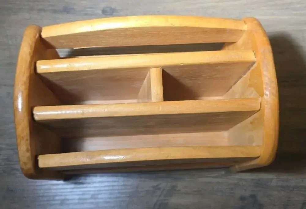 Vintage Solid Wood Rotating Desk Organizer Table Organizer Please Read
